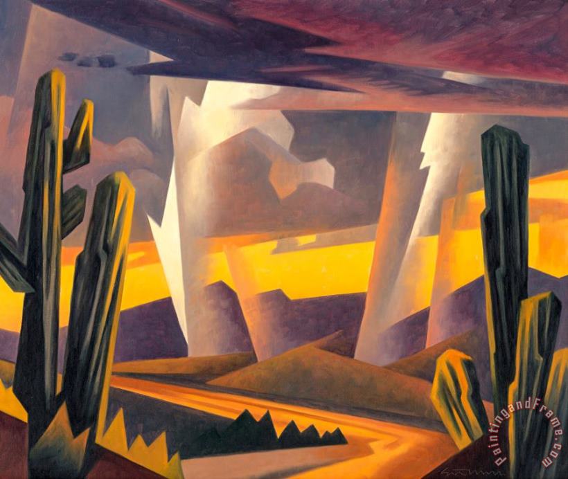 Ed Mell Storm And Desert Wash, 2007 Art Painting