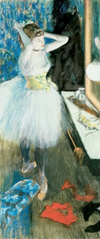 Dancer in her dressing room painting - Edgar Degas Dancer in her dressing room Art Print