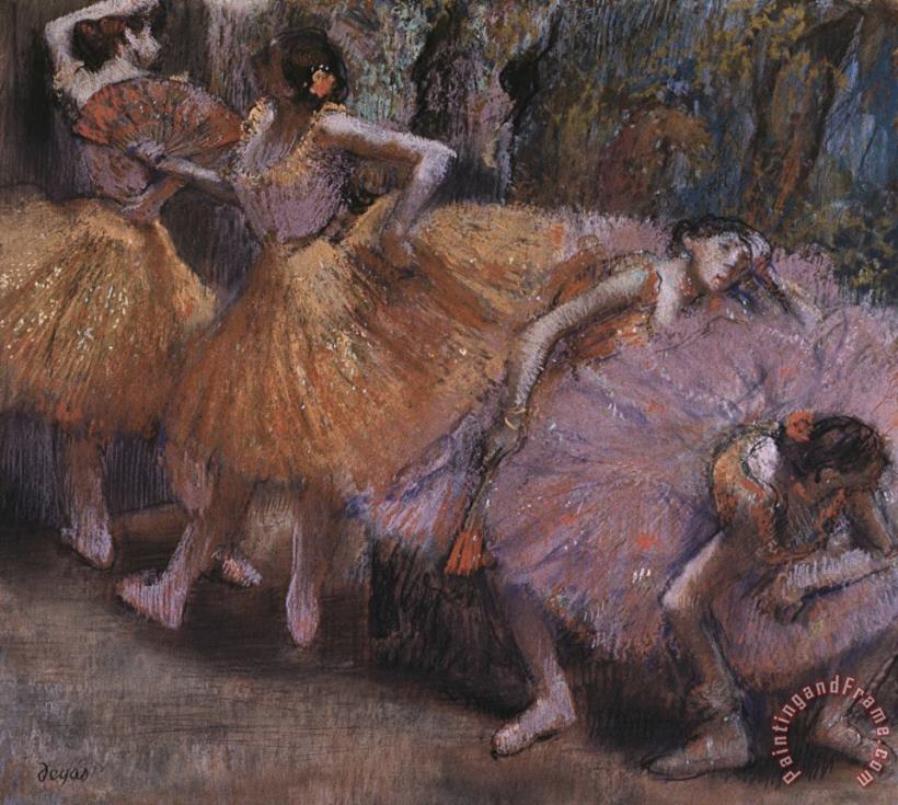 Four Ballerinas Resting painting - Edgar Degas Four Ballerinas Resting Art Print