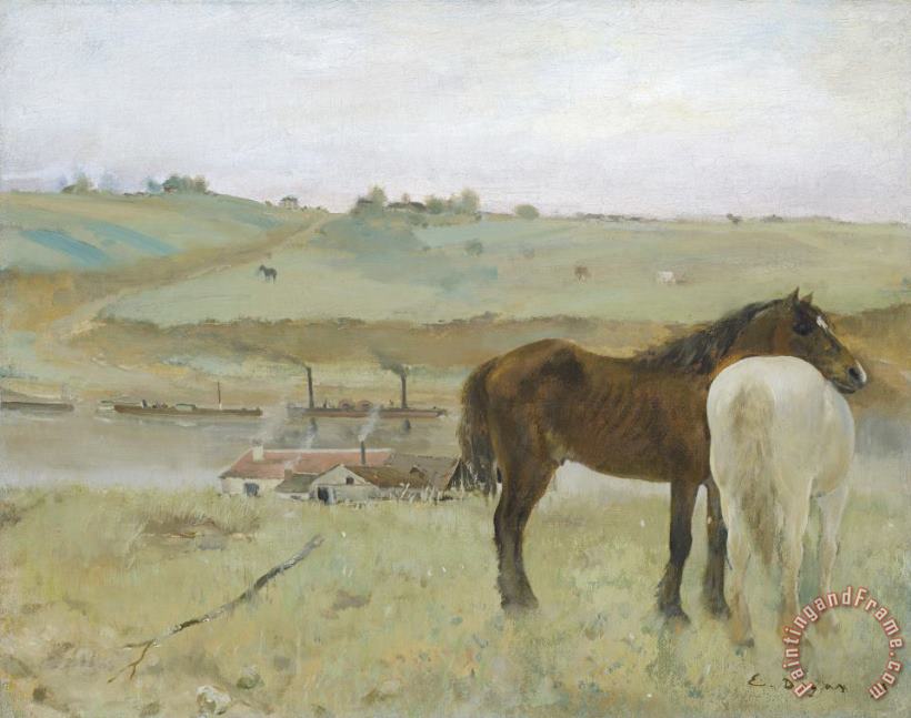 Edgar Degas Horses in a Meadow Art Painting