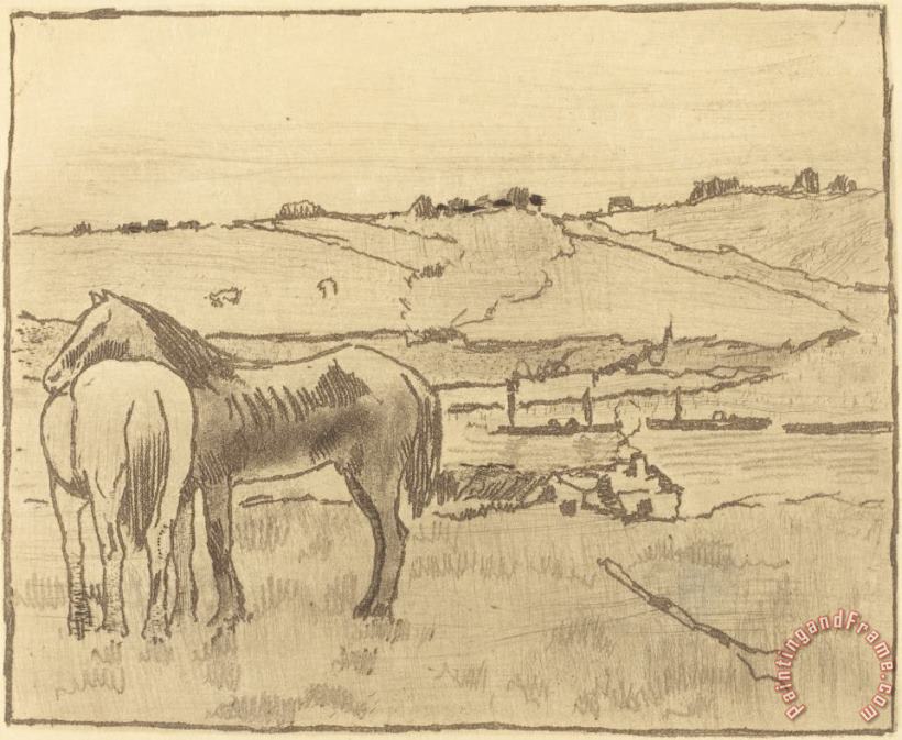 Edgar Degas Horses in The Meadow (chevaux Dans La Prairie) Art Painting