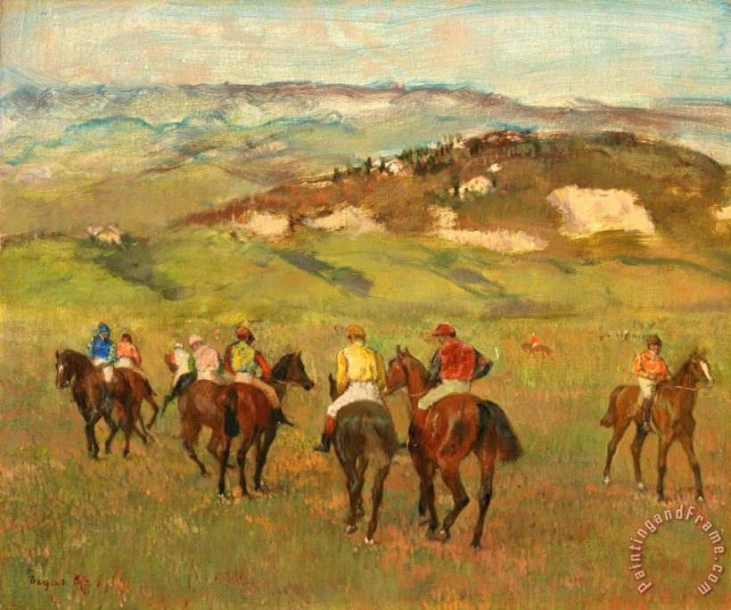 Edgar Degas Jockeys on Horseback before Distant Hills Art Painting