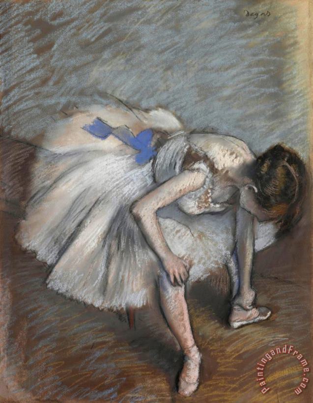 Seated Dancer Leaning Forward, Massaging Her Left Foot painting - Edgar Degas Seated Dancer Leaning Forward, Massaging Her Left Foot Art Print