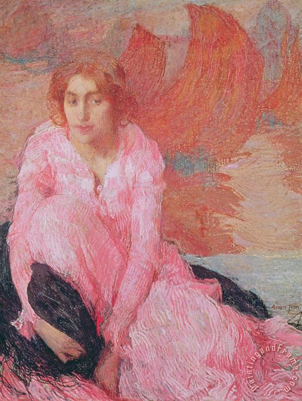 Edmond-Francois Aman-Jean Dame en Rose Art Painting