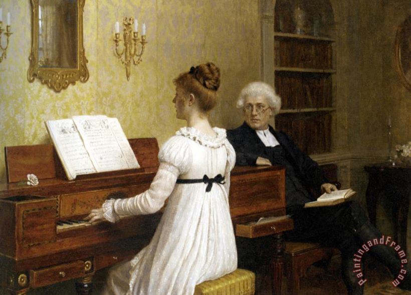 Edmund Blair Leighton The Piano Lesson Art Painting