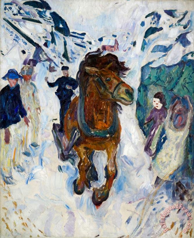 Galloping Horse painting - Edvard Munch Galloping Horse Art Print