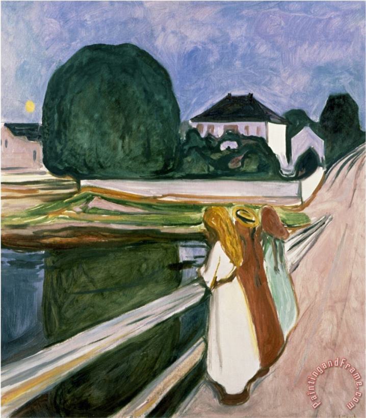 The Girls on The Pier 1901 painting - Edvard Munch The Girls on The Pier 1901 Art Print