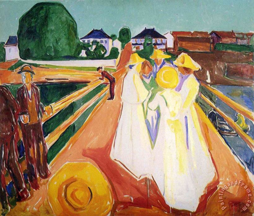 Women on The Bridge painting - Edvard Munch Women on The Bridge Art Print