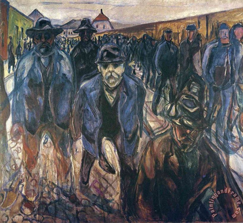 Edvard Munch Workers on Their Way Home 1915 Art Print