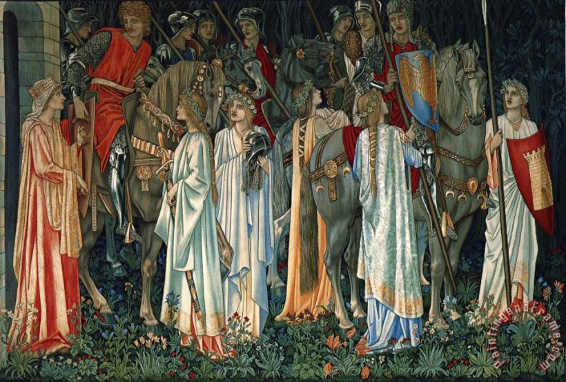 Edward Burne Jones The Arming And Departure of The Knights of The Round Table on The Quest of The Holy Grail Art Painting