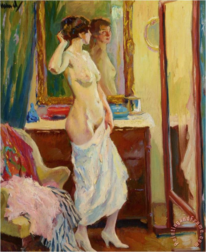 The Looking Glass painting - Edward Cucuel The Looking Glass Art Print