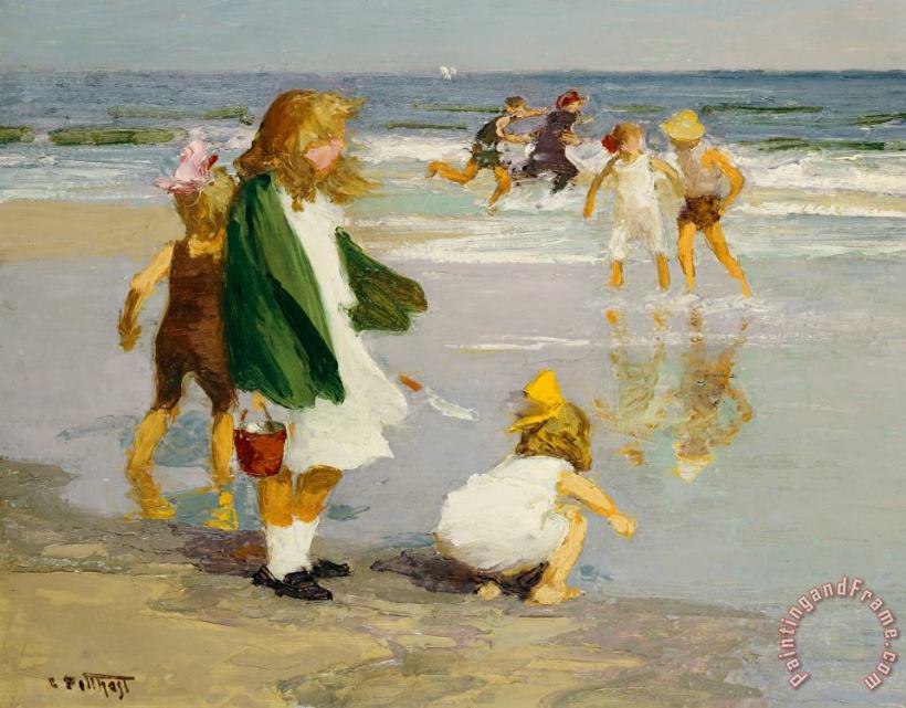 Play in the Surf painting - Edward Henry Potthast Play in the Surf Art Print