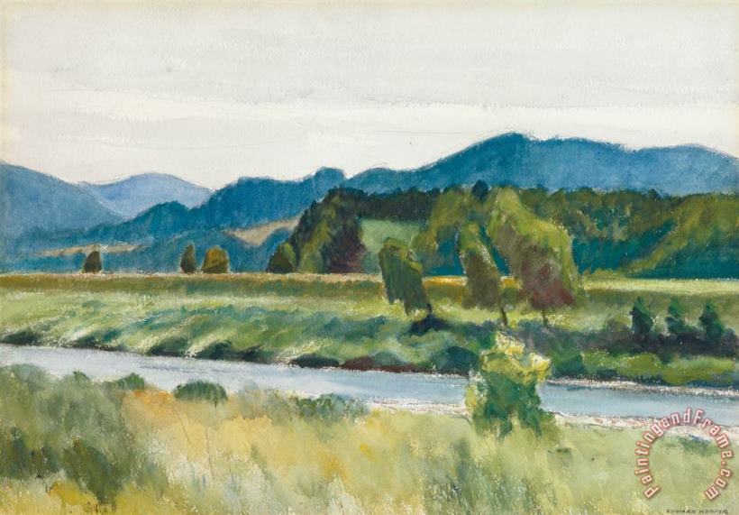 Rain On River painting - Edward Hopper Rain On River Art Print