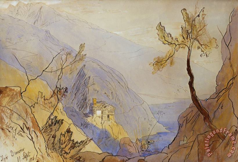 Edward Lear The Monastery Of St Dionysius Mount Athos Art Painting