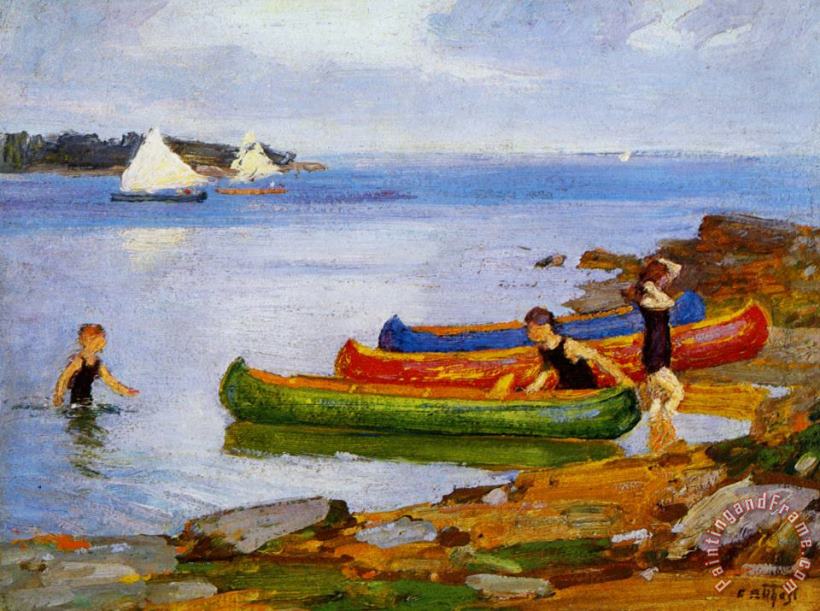 Edward Potthast Canoeing Art Painting