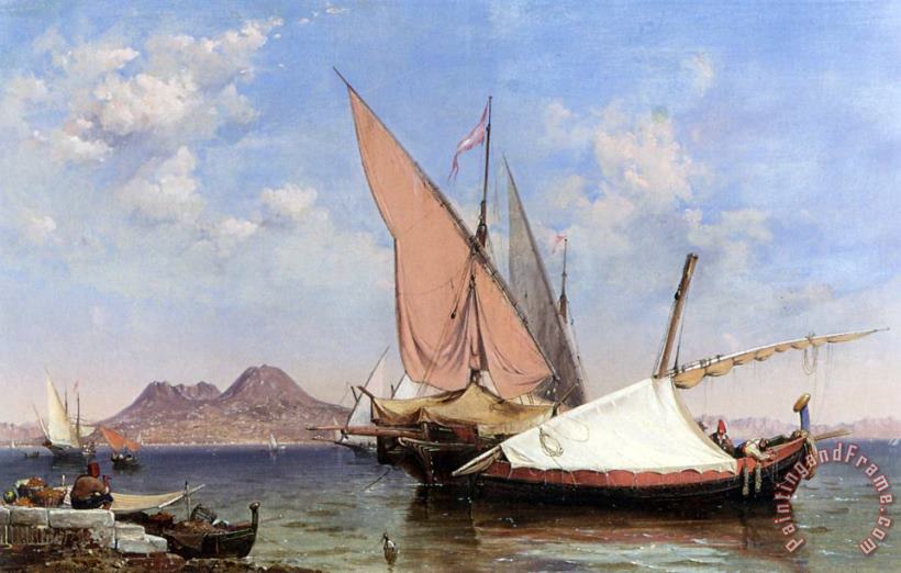 Edward William Cooke Vesuvius, Catalan And Paranzella Art Painting