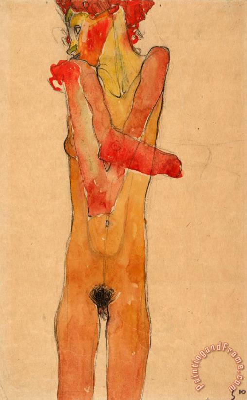 Girl Nude with Folded Arms, 1910 painting - Egon Schiele Girl Nude with Folded Arms, 1910 Art Print