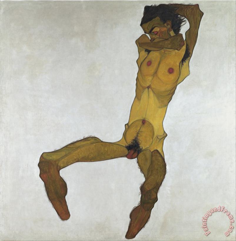 Egon Schiele Seated Male Nude (self Portrait) Art Painting