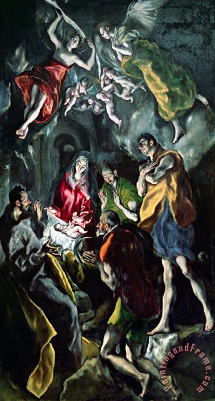 The Adoration Of The Shepherds From The Santo Domingo El Antiguo Altarpiece painting - El Greco Domenico Theotocopuli The Adoration Of The Shepherds From The Santo Domingo El Antiguo Altarpiece Art Print