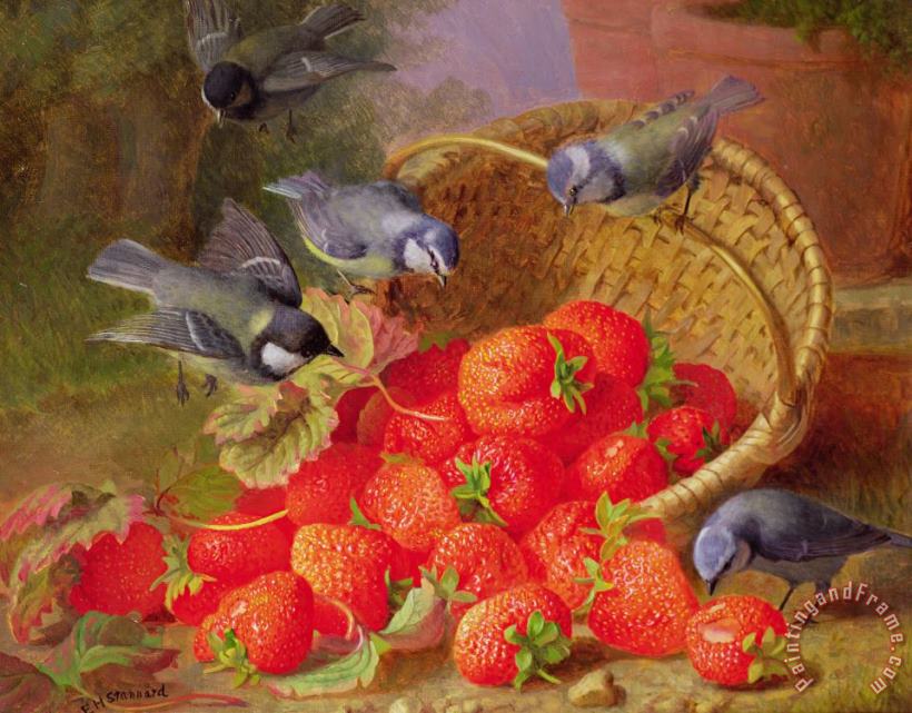 Eloise Harriet Stannard Still Life with Strawberries and Bluetits Art Print