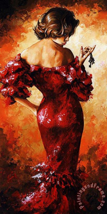 Lady in Red 33 painting - Emerico Toth Lady in Red 33 Art Print