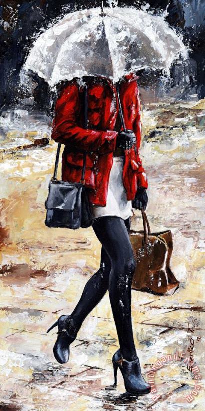 Rainy day - Woman of New York 09 painting - Emerico Toth Rainy day - Woman of New York 09 Art Print