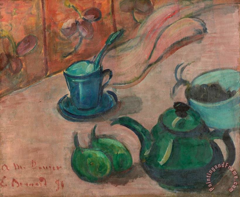 Still Life with Teapot, Cup And Fruit painting - Emile Bernard Still Life with Teapot, Cup And Fruit Art Print