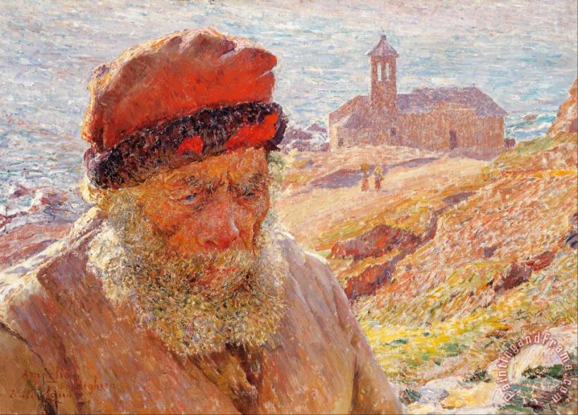 Emile Claus Ampelio, Old Fisherman of Bordighera Art Painting