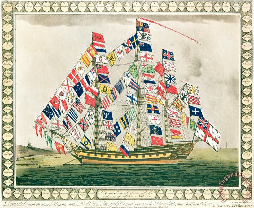 English School A King S Ship Dressed With The Colours Of Different Nations 6th October 1794 Art Painting