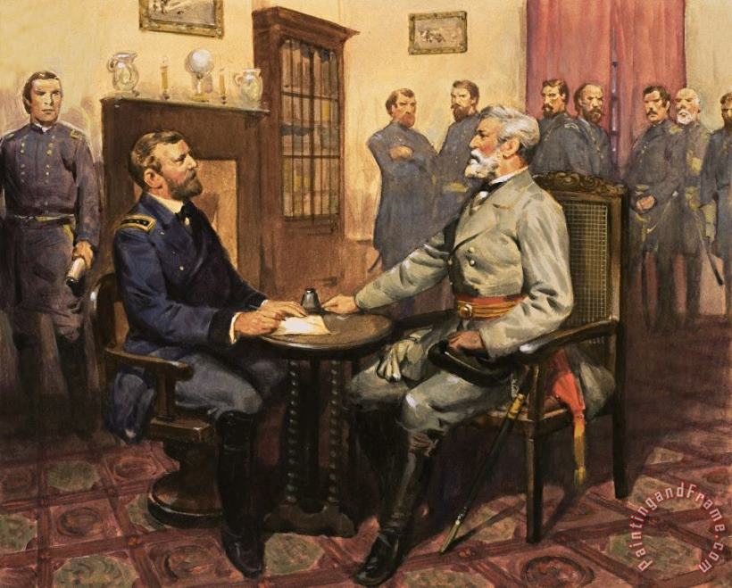 English School General Grant meets Robert E Lee Art Painting