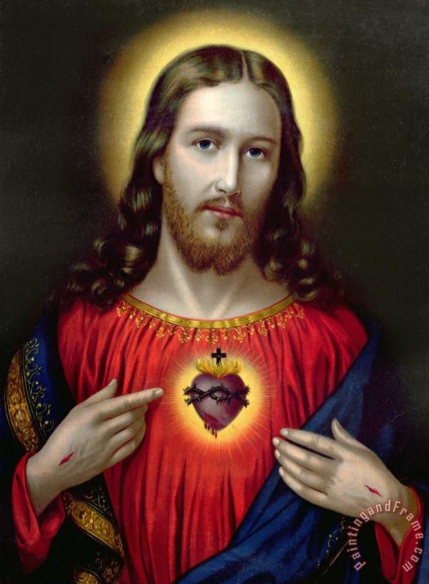 The Sacred Heart of Jesus painting - English School The Sacred Heart of Jesus Art Print
