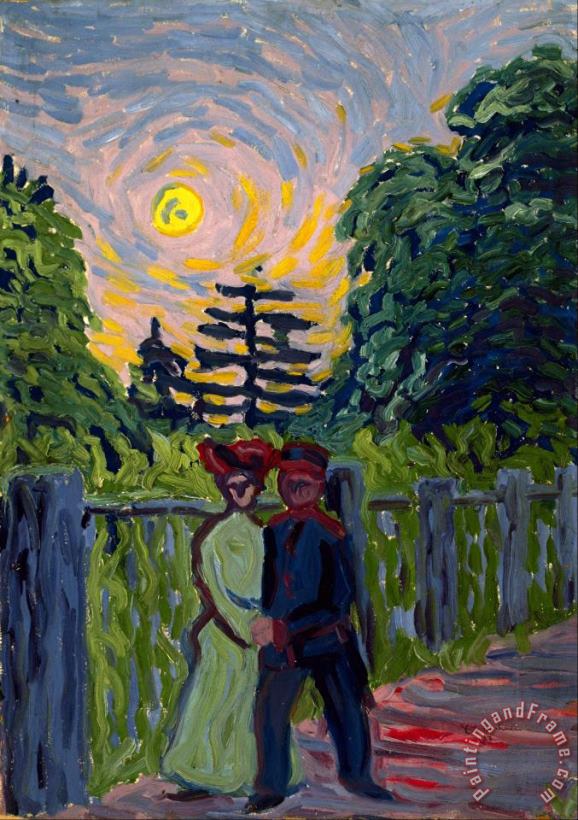 Moonrise Soldier And Maiden painting - Ernst Ludwig Kirchner Moonrise Soldier And Maiden Art Print
