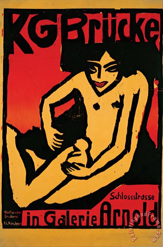 Ernst Ludwig Kirchner Poster for The Exhibition for The Artists' Group Die Brucke at The Arnold Gallery Dresden Art Print