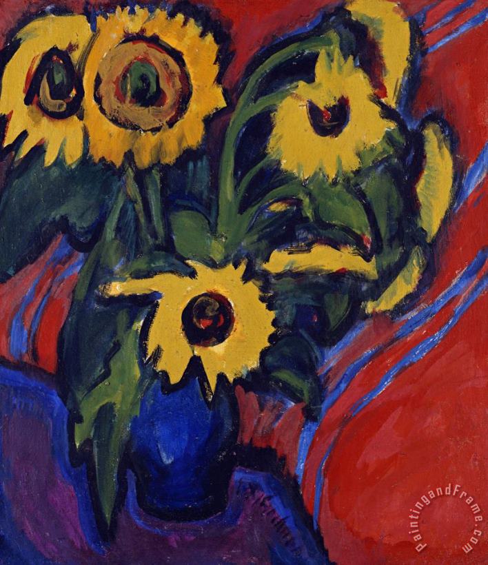 Ernst Ludwig Kirchner Sunflowers Art Painting