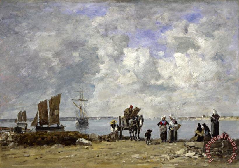 Fishermen's Wives at The Seaside painting - Eugene Boudin Fishermen's Wives at The Seaside Art Print