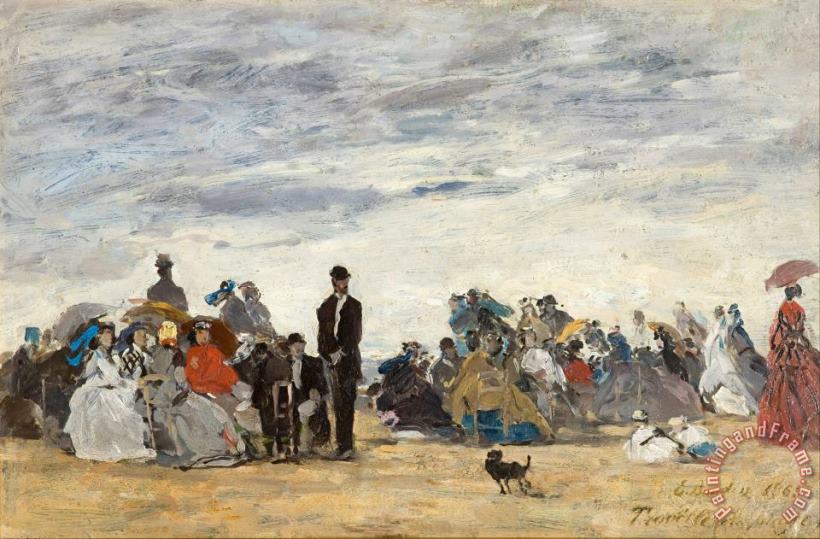 The Beach at Trouville painting - Eugene Boudin The Beach at Trouville Art Print