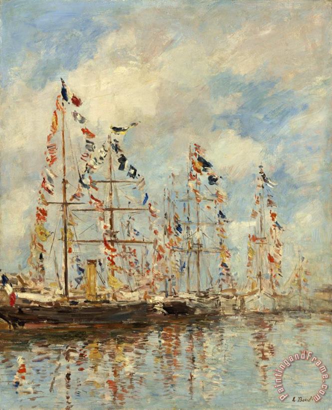 Eugene Boudin Yacht Basin at Trouville Deauville Art Painting