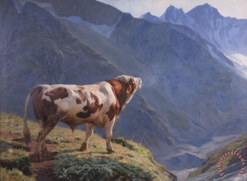 Bull in The Alps painting - Eugene Burnand Bull in The Alps Art Print