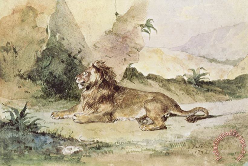 A Lion in The Desert painting - Eugene Delacroix A Lion in The Desert Art Print