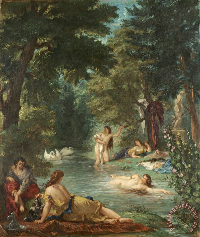 Bathers painting - Eugene Delacroix Bathers Art Print