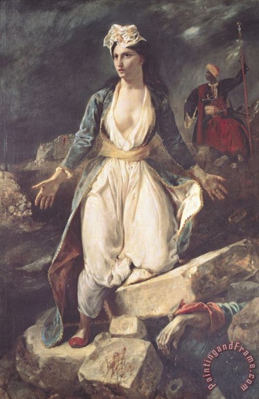Greece Expiring on The Ruins of Missolonghi painting - Eugene Delacroix Greece Expiring on The Ruins of Missolonghi Art Print