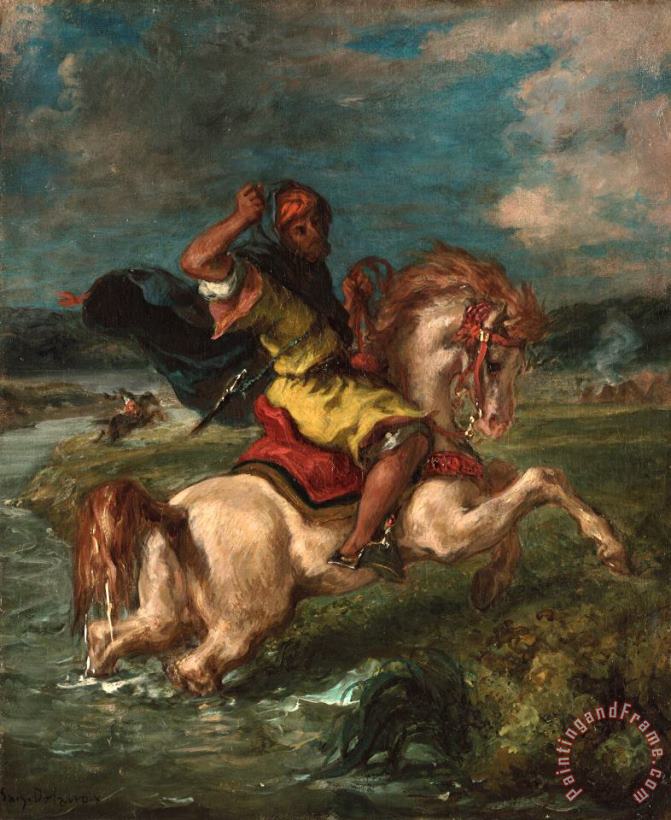 Eugene Delacroix Moroccan Horseman Crossing a Ford Art Painting