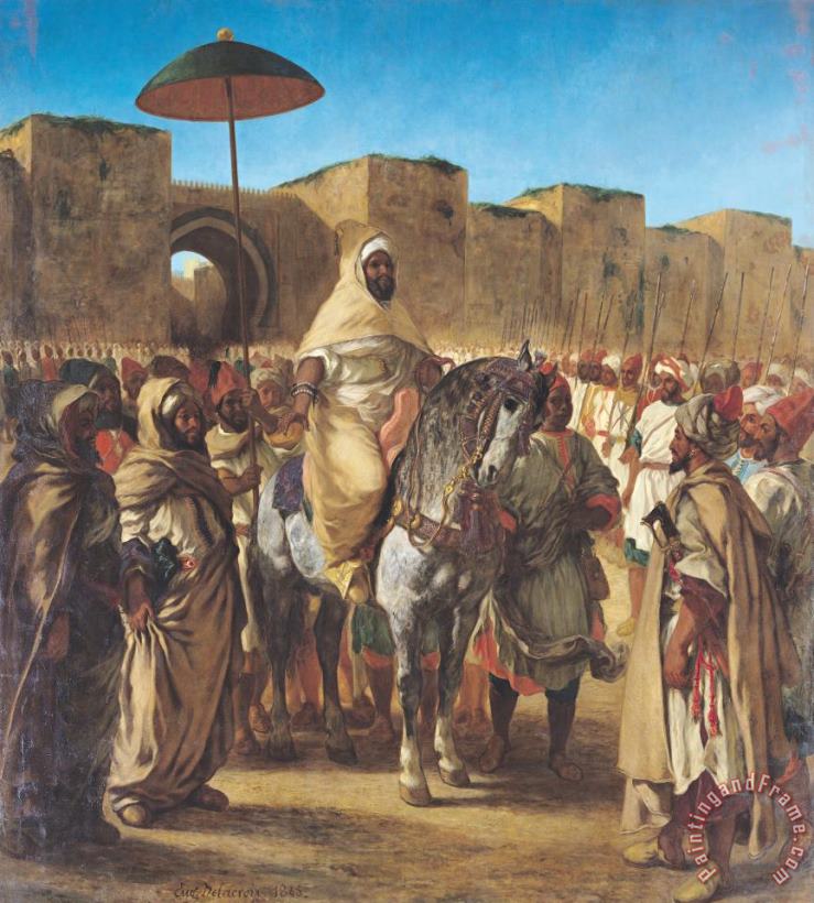 Eugene Delacroix Muley Abd Ar Rhaman (1789 1859), The Sultan of Morocco, Leaving His Palace of Meknes with His Entourage, March 1832 Art Painting