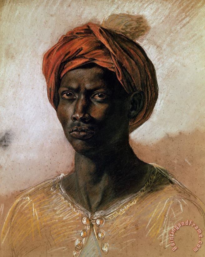 Portrait of a Turk in a Turban painting - Eugene Delacroix Portrait of a Turk in a Turban Art Print