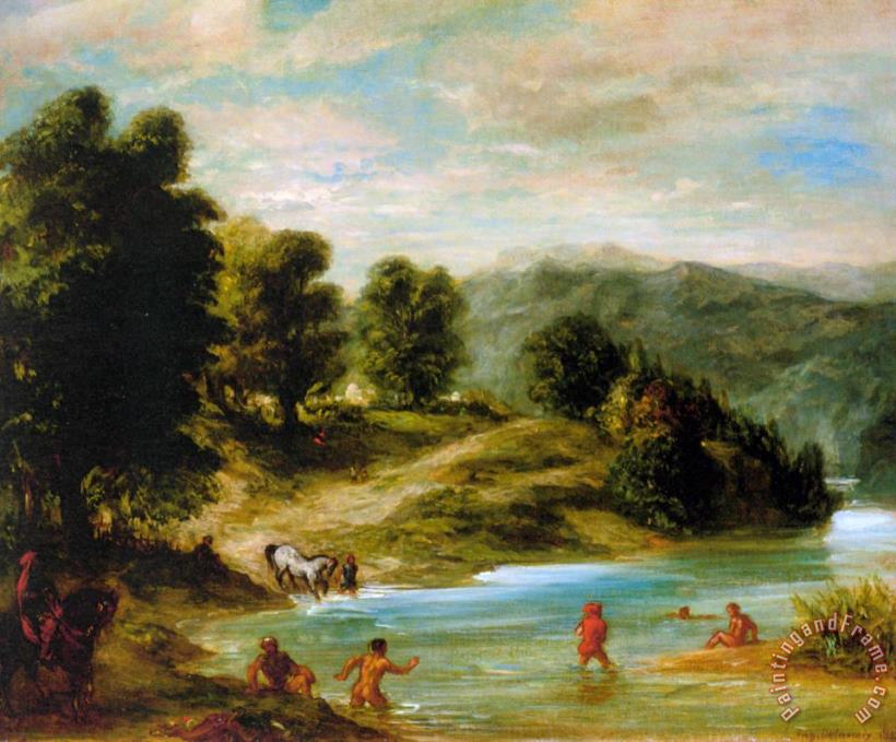 The Banks of The River Sebou painting - Eugene Delacroix The Banks of The River Sebou Art Print