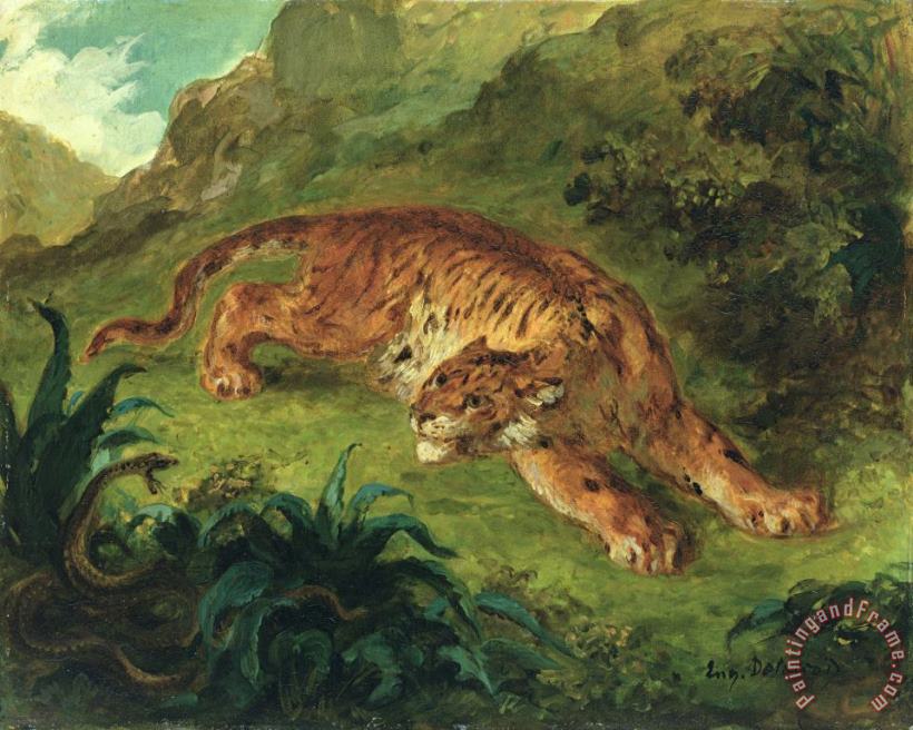 Eugene Delacroix Tiger And Snake Art Painting