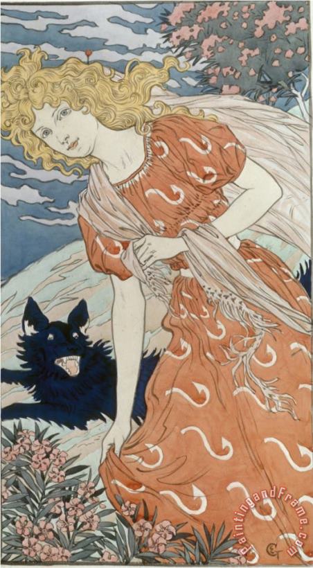 Eugene Grasset Danger 1897 The Original Design for a Lithograph From The Series Dix Estampes Decoratives Art Painting