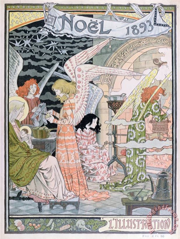 Eugene Grasset The Angels Kitchen Cover for L Illustration Christmas 1893 Colour Litho Art Print