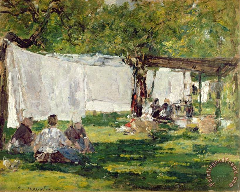 The Laundry at Collise St. Simeon painting - Eugene Louis Boudin The Laundry at Collise St. Simeon Art Print