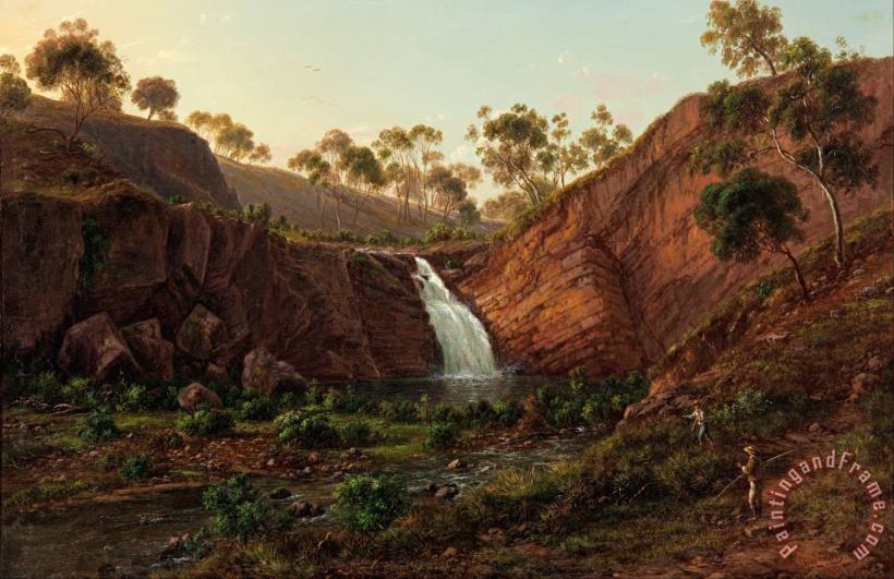 Eugene Von Guerard Waterfall on The Clyde River, Tasmania Art Painting